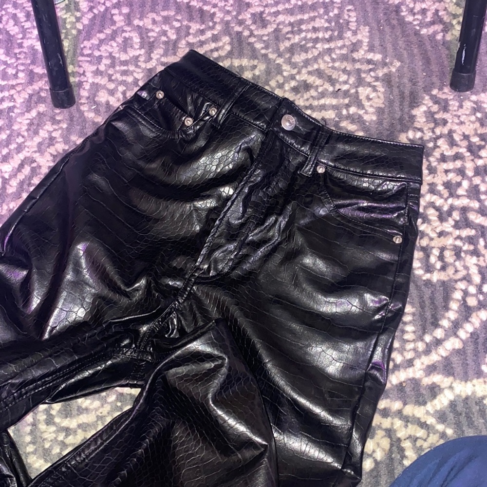 Croc leather pants